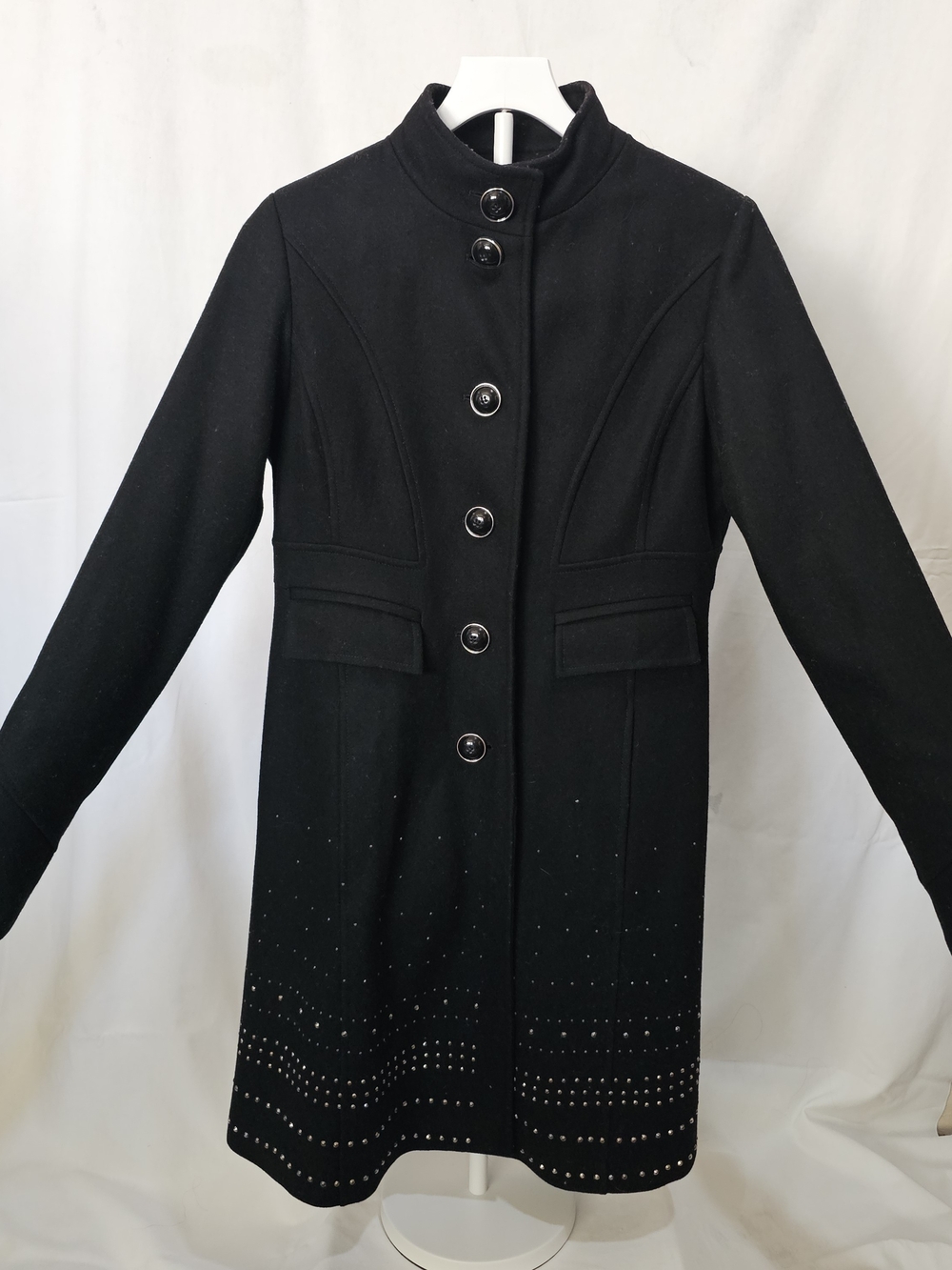 Black Rivet Women’s Black Wool Blend Studded Jacket Coat Size S EUC!